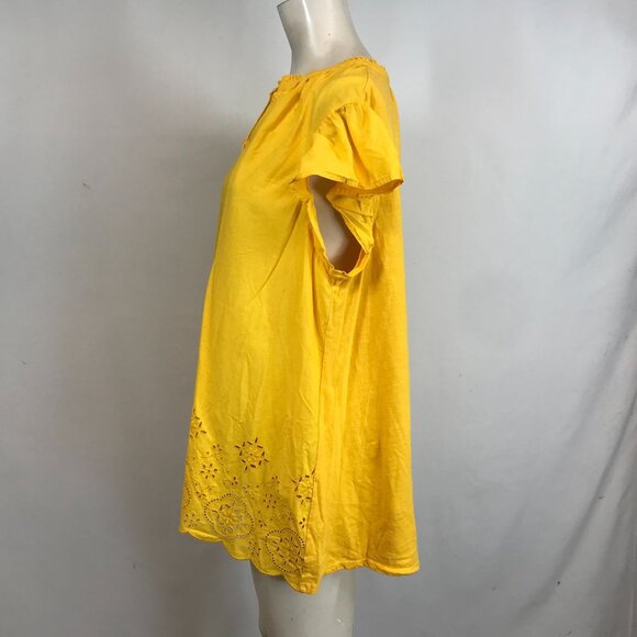 LANE BRYANT - WOMEN'S 14/16 -YELLOW V NECK SHORT CAP SLEEVES 100% COTTON TOP - Picture 6 of 8